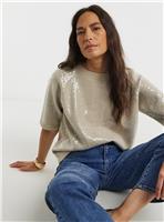 JD WILLIAMS Clear Sequin Short Sleeve Jumper 20-22
