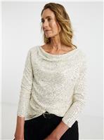 JD WILLIAMS Sequin Slash Cowl Neck Long Sleeve Top 32