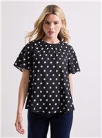 DOROTHY PERKINS Printed Gathered Neckline Angel Sleeve Blouse Mono 16