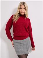 DOROTHY PERKINS Cranberry Twisted Cable Funnel Longline Jumper M