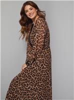 WALLIS Leopard Front Contrast Zip Midi Dress 12