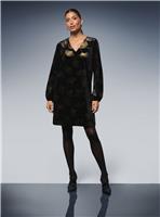 WALLIS Metallic Velvet V Neck Shift Dress 14