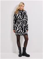 DOROTHY PERKINS Zebra Fluffy Knitted Dress L