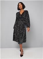 WALLIS Sequin Velvet Twist Midi Dress 20