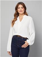 WALLIS Collarless Woven Blouse - Ivory 8