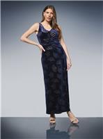 WALLIS Metallic Velvet Ruched Maxi Dress 10