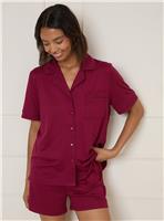DOROTHY PERKINS Nightwear Tipped Short Sleeve Pyjama Set Burgundy XL
