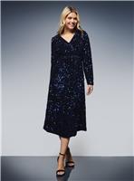DOROTHY PERKINS Velvet Sequin Wrap Midi Dress 14