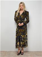 OASIS Floral Shoulder Pad Long Sleeve Midi Dress 12