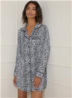 OASIS Long Sleeve Printed Satin Nightie Animal L