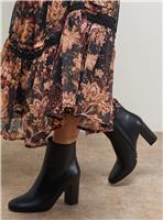 OASIS Louisa Faux Leather Round Toe Stacked High Heel Ankle Boots 5