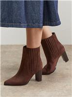 OASIS Maria Faux Suede High Block Heel Pointed Chelsea Ankle Boots 3