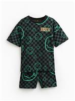 Black Nirvana Print Shortie Pyjamas 8-9 years