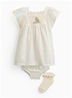 White Peter Rabbit Print 3-Piece Dress Set 9-12 months