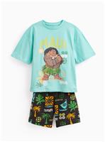 Green Disney Moana Print Shortie Pyjamas 3-4 years