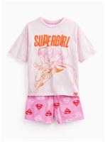Pink Supergirl Print Shortie Pyjamas 6-7 years