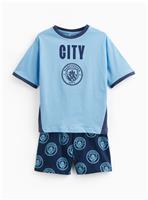 Blue Manchester City Football Print Shortie Pyjamas 4-5 years
