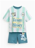 Green Bluey Football Print Shortie Pyjamas 6-7 years