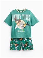 Green Looney Tunes Print Shortie Pyjamas 6-7 years
