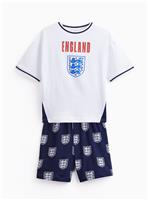 Mini Me Kids' White England Football Print Shortie Pyjamas 5-6 years