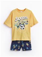 Yellow Minion Football Print Shortie Pyjamas 9-10 years