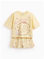 Yellow Hello Kitty Pompompurin Print Shortie Pyjamas 6-7 years