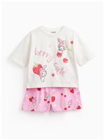 White & Pink Hello Kitty Print Shortie Pyjamas 4-5 years