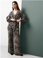 Tu x Morris & Co. Intarsia Print Knitted Co-ord Wide-Leg Trousers M