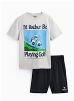 Grey Snoopy Golf Graphic Shortie Loungewear L