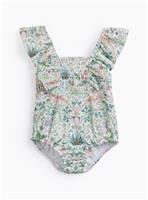 Tu x Morris & Co. Strawberry Thief Print Frill Sleeve Swimsuit Up to 3 mths