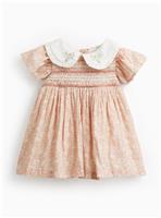 Tu x Morris & Co. Pink Strawberry Thief Floral Frill Collar Dress 12-18 months