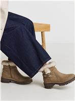 JD WILLIAMS Chunky Ankle Boot With Faux Fur Trim In Taupe Extra Wide Fit 9