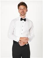 BURTON White Pleat Front Slim Fit Long Sleeve Dress Shirt 14.5