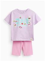 Purple Hello Kitty Graphic T-Shirt & Cycle Shorts Set 6-7 years