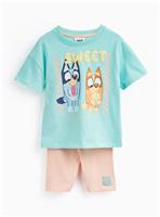 Blue Bluey Graphic T-Shirt & Cycle Shorts Set 3-4 years