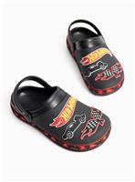 Black Hot Wheels Print EVA Ankle Strap Clogs 6-7 Infant