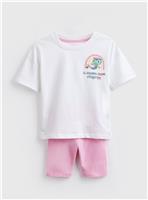 White Gabby's Dollhouse Graphic T-Shirt & Cycle Shorts Set 3-4 years