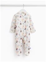 White Paddington Print Sleepsuit Up to 1 mth
