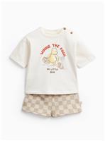 Cream Winnie The Pooh Print T-Shirt & Shorts Set 9-12 months