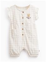 Beige Winnie The Pooh Print Frill Sleeve Romper 9-12 months
