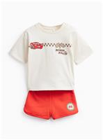 White Cars Lightning McQueen Print T-Shirt & Shorts Set Up to 3 mths