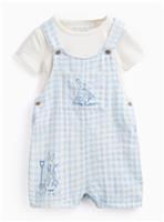 Blue Gingham Peter Rabbit Print Dungarees & Bodysuit Set 3-6 months