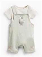 Light Green Miffy Print Dungarees & Bodysuit Set 12-18 months