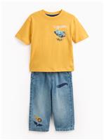 Yellow Hot Wheels Print T-Shirt & Jeans Set 2-3 years