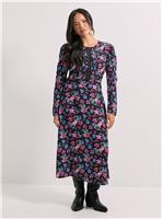 DOROTHY PERKINS Lace Detail Long Sleeve Printed Midi Dress 10