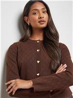 OASIS Heart Button Crew Neck Cardigan S