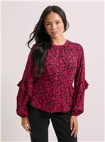 DOROTHY PERKINS Ruffle Blouson Sleeve Empire Seam Blouse Pink 12