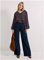 DOROTHY PERKINS Purple Spot Collar Detail Tie Sleeve Printed Blouse 10