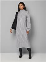 WALLIS Relaxed Chunky Cable Midi Knitted Dress S