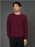 BURTON Burgundy Cotton Rich Ribbed Crew Neck Jumper L
